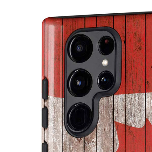 Canadian Flag Dark Wood Galaxy S22 Ultra Pro Case